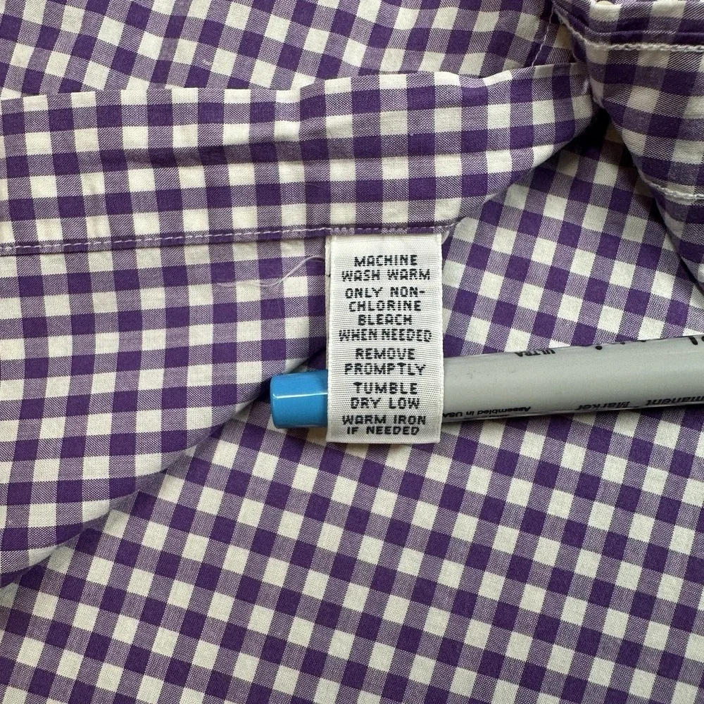Polo Ralph Lauren Purple‎ Gingham Cotton Button Down Shirt Mens M Blue Pony